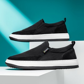 Men's Slip-On Loafers - Lightweight PU Casual Shoes with Breathable Fabric Lining, Minimalist Round Toe Design for All-Season Comfort - Indoor/Outdoor & Streetwear Essentials, Comfy Shoes, Indoor Footwear, Versatile Footwear, Flexible Footwear