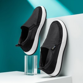 Men's Slip-On Loafers - Lightweight PU Casual Shoes with Breathable Fabric Lining, Minimalist Round Toe Design for All-Season Comfort - Indoor/Outdoor & Streetwear Essentials, Comfy Shoes, Indoor Footwear, Versatile Footwear, Flexible Footwear