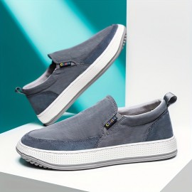 Men's Slip-On Loafers - Lightweight PU Casual Shoes with Breathable Fabric Lining, Minimalist Round Toe Design for All-Season Comfort - Indoor/Outdoor & Streetwear Essentials, Comfy Shoes, Indoor Footwear, Versatile Footwear, Flexible Footwear
