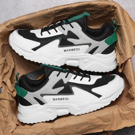 Men'S Lightweight Breathable Running Shoes - Low-Top Sneakers with Cushioned EVA Sole, Lace-Up Closure - All-Season Gym, Hiking, Training, Everyday Shoes - White & Teal Accent - Durable Synthetic /Fabric Upper - Minimalist Athletic Footwear for Men, Gym Shoes, Hiking Footwear, Sleek Design, Comfortable Fit, Versatile Footwear, Active Lifestyle, Sporty Design, Cushioned Support, Performance Footwear, Fitness Enthusiasts