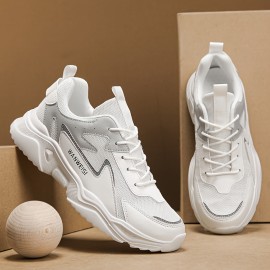 Men'S Lightweight Breathable Running Shoes - Low-Top Sneakers with Cushioned EVA Sole, Lace-Up Closure - All-Season Gym, Hiking, Training, Everyday Shoes - White & Teal Accent - Durable Synthetic /Fabric Upper - Minimalist Athletic Footwear for Men, Gym Shoes, Hiking Footwear, Sleek Design, Comfortable Fit, Versatile Footwear, Active Lifestyle, Sporty Design, Cushioned Support, Performance Footwear, Fitness Enthusiasts