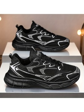 Men's & Unisex Big & Tall Lace-Up Sneakers - Lightweight All-Season Shoes with Cushioned PVC Sole, Breathable Fabric Upper - Gym, Running, Everyday Walking Shoes - Easy-Clean Athletic Footwear for Men (Year-Round), Gym Sneakers, Sleek Sneaker Design, Comfortable Interior Lining