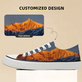 Customizable Men'S Low-Top Canvas Sneakers with 3D Photo Printing, Breathable Fabric Upper & Non-Slip Rubber Sole - Personalized Design, All-Season Casual Streetwear Shoes for Daily Wear & Parties, Party Footwear, Durable Footwear