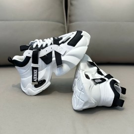 Men'S Stylish Black & White Chunky Platform Sneakers with Lace-Up Closure, Thick Cushioned Sole, and Bold 