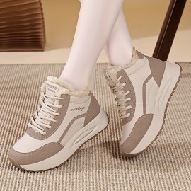 Women'S Lightweight High-Top Sneakers - & Brown Winter Shoes with Cushioned TPU Sole, Lace-Up Closure, Synthetic Cover Upper - All-Season Everyday & Formal Shoes for, Ladies - Easy-clean Minimalist Design, Ladies Sneakers, Casual Footwear