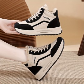 Women'S Lightweight High-Top Sneakers - & Brown Winter Shoes with Cushioned TPU Sole, Lace-Up Closure, Synthetic Cover Upper - All-Season Everyday & Formal Shoes for, Ladies - Easy-clean Minimalist Design, Ladies Sneakers, Casual Footwear