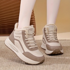 Women'S Lightweight High-Top Sneakers - & Brown Winter Shoes with Cushioned TPU Sole, Lace-Up Closure, Synthetic Cover Upper - All-Season Everyday & Formal Shoes for, Ladies - Easy-clean Minimalist Design, Ladies Sneakers, Casual Footwear