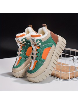 Winter Women'S Warm Shoes with Thick Soles, Height-Increasing, Plush Boots, And Casual Sneakers.