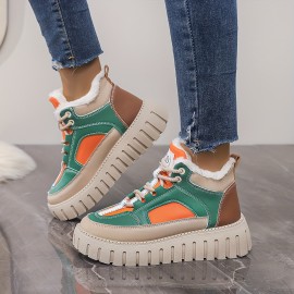 Winter Women'S Warm Shoes with Thick Soles, Height-Increasing, Plush Boots, And Casual Sneakers.