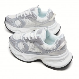 Women'S Running Shoes, Casual Breathable, Height-Increasing, Outdoor Sports Shoes, Mesh Sports Jogging Shoes, Retro Comfortable Soft-Soled Daddy Shoes