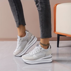 Women's Casual Shoes/Ladies' Sneakers/Outdoor Wedge Trail Running Shoes/Outdoor Thick-soled Skate Shoes/Women's Student Shoes, Casual Footwear, Outdoor Walking Shoes, Trendy Footwear, Sporty Design, Versatile Footwear, Comfortable Sneakers, Student