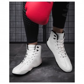 Men's Boxing & Wrestling Shoes - Lightweight Cushioned Sole, Breathable PU/Fabric Upper, Lace-Up Closure - Gym, Training, Streetwear - All-Season Athletic Footwear - Compatible with Gym, Combat Sports, Casual Attire - Durable Construction, Boxing Shoes, Combat Sports Gear, Sporty Shoe Design, Flexible Interior Lining