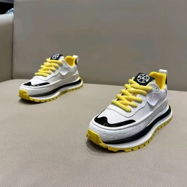 Men'S Chunky Platform Sneakers - Thick Cushioned Sole for Height Increase, Breathable Mesh Upper, Lace-Up Closure, Non-Slip PVC Outsole - Lightweight Sneakers for Gym, Streetwear, Everyday - Black/White/ - Spring/Fall/Summer Casual Shoes, Gym Footwear, Sporty Look, Comfortable Fit, Streetwear Footwear, Trendy Footwear, Durable Construction, Versatile Footwear, Active Lifestyle