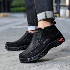 Men'S High-Top Ankle Boots - Stylish Brown Synthetic Cover with Black Rubber Sole, Comfortable EVA Insole, Perfect for Outdoor Hiking & Casual Wear, All-Season Versatile Design, Hiking Boots