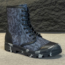 Men's High-Top Hiking Boots - Lightweight Breathable Outdoor Boots with Durable Rubber Sole, All-Season Lace-Up Ankle Support for Camping, Casual Wear, Hiking, Camping Footwear, Rugged Style, Sturdy Footwear, Active Lifestyle, Reinforced Stitching.