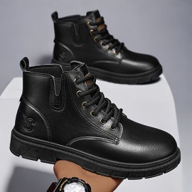 Men'S Lightweight Hiking Boots - All-Season Outdoor Trekking Shoes with Lace-Up Closure, Non-Slip PVC Outsole - Brown/Black - for Camping, Urban, Men Winter Boot, Men Winter Boot For Men, Men Shoe, Hiking Shoe For Men