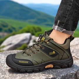 Men's All-Season Low-Top Hiking Boots - Heavy-Duty  & Rugged Sole, All-Terrain Traction for Outdoor Trekking, Camping, Work & Casual Wear - Durable All-Weather Ankle Shoes (Solid Color)