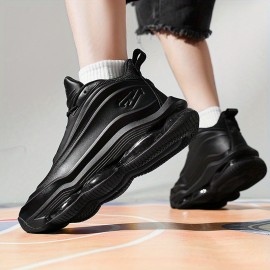 Men's Low-Top Basketball Shoes - Lightweight All-Season Sneakers with Cushioned MD/ Sole, Breathable Synthetic -like Upper & Traction Tread - Durable Court Shoes for Outdoor Training, Casual Wear (Black/Purple) - Lace-Up Design