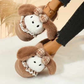 Women'S Cute Puppy Slippers - Beige/White/ Brown/Black/ - Non-Slip EVA Sole Indoor House Shoes - Soft Fabric Upper - Cozy Home Footwear for Women - Perfect Gift for Dog Lovers - Easy Slip-On Design, Cute Slippers, Indoor Footwear, Playful Design, Comfortable Fit, Casual Footwear, Durable Construction, Pet Owners
