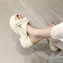 Slippers with Polyurethane Cover Platform Sole and High Heels(2.36-3.15inch)