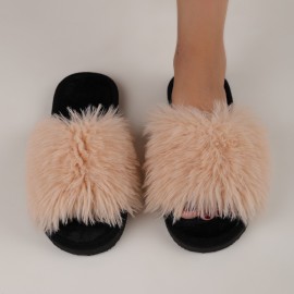 Women's Slip-On House Shoes - Ultra-Cozy Indoor Slippers with Long Plush Fluffy Faux Fur-like Appearance, Non-Slip Sole - All-Season Luxury Footwear for Living Room, Bedroom, Spa - Women's Clothing Essentials, Cozy Home Wear, Fashionable Homewear, Comfortable Cushioning, Home Comfort Seekers