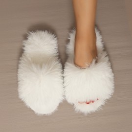Women's Slip-On House Shoes - Ultra-Cozy Indoor Slippers with Long Plush Fluffy Faux Fur-like Appearance, Non-Slip Sole - All-Season Luxury Footwear for Living Room, Bedroom, Spa - Women's Clothing Essentials, Cozy Home Wear, Fashionable Homewear, Comfortable Cushioning, Home Comfort Seekers