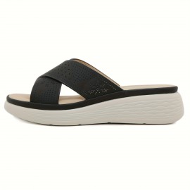 2025 New Arrival Women'S Lightweight Non-Slip Thick Sole Slides - Breathable Perforated Design, Comfortable Open-Toe Summer Sandals with EVA Cushioned Insole for Casual & Outdoor Wear, All-Season Use, Casual Footwear | Breathable Slides | EVA Cushioned Insole, Strappy Sandals