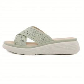 2025 New Arrival Women'S Lightweight Non-Slip Thick Sole Slides - Breathable Perforated Design, Comfortable Open-Toe Summer Sandals with EVA Cushioned Insole for Casual & Outdoor Wear, All-Season Use, Casual Footwear | Breathable Slides | EVA Cushioned Insole, Strappy Sandals