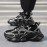 Men'S Fashion Black Platform Sneakers - Breathable Mesh and Durable EVA Sole with Cushioned Insole, Shock-Absorbing Running Shoes for All-Season Casual and Sports Wear, Men'S Low-Top Lace-Up Outdoor Dad Shoes in Black, Outdoor Walking, Active Lifestyle, Sporty Look, Stylish Footwear, Lightweight Construction, Comfortable Fit, Versatile Footwear, Fitness Enthusiasts, Active Men