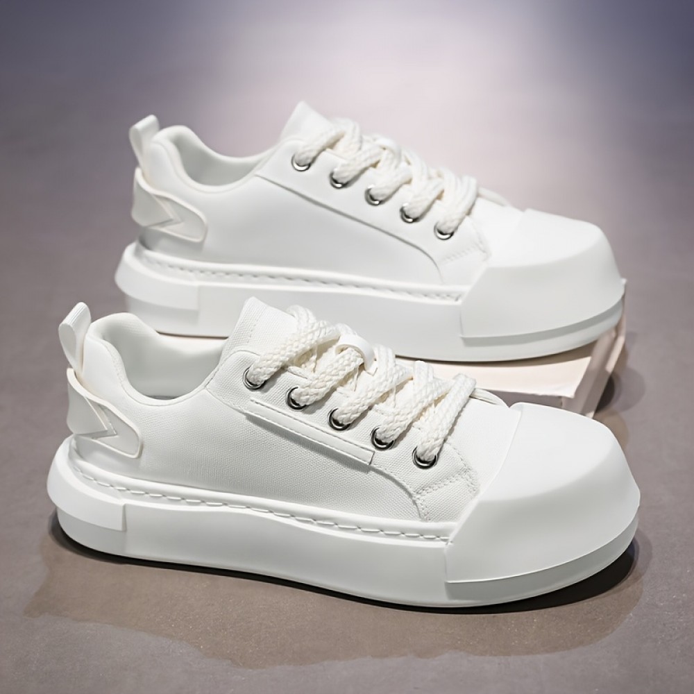 Men'S Summer Casual Low-Top Sneakers - Black & White with Green Accents, Breathable Fabric Lining, Durable Faux Sole, Lace-Up Round Toe Design for Casual Attire, Streetwear Shoes | Trendy Casual Shoes | Comfortable Footwear