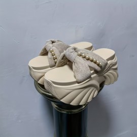 Slippers with Polyurethane Cover Platform Sole and High Heels(2.36-3.15inch)