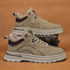 [Durable Work Boots] Durable & Easy-Clean Men's Plus Size Work Boots | All-Terrain Tactical Shoes with Lace-Up Closure, Non-Slip PVC Outsole, Cushioned Insole - Tan/Beige Rugged Boots for Hiking, Construction, Everyday - Big & Tall Men, Hiking Footwear, Sleek Boot Design, Fabric Lined Interior