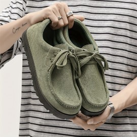 Men'S Stylish Low-Top Lace-Up Casual Sneakers - Soft Faux Cover Upper, Breathable Fabric Lining, Durable Sole - Black, Beige, Brown, Green, Everyday Comfort Shoes | Sleek Shoe Design | Comfortable Fit Shoes