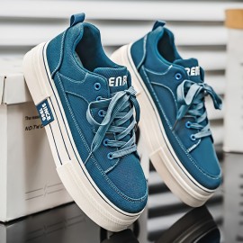 Men's Retro 1996 Letter Print Thick Platform Sneakers - Low-Top Lace-Up Casual Shoes with Breathable Fabric Upper & Durable PU Sole for Casual Attire, Sleek Shoe Design, Comfortable Shoe Fit, Urban Fashion, Vintage Style, Lightweight Construction, Fashion Enthusiasts