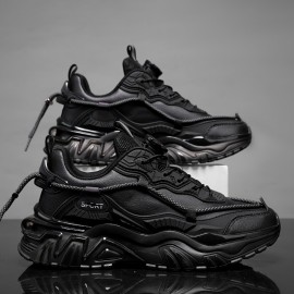 [Preppy Sports Sneakers] Casual Preppy Men's Sports Sneakers | All-Season Lace-Up Shoes with Faux Upper, Fabric Inner & PVC Sole | Round Toe Low Top for Daily Wear