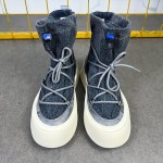 Men'S Trendy Mid-Top Canvas Sneakers with Pockets - Elastic Lace-Up, Thick Rubber Sole, All-Season Casual Shoes in Blue Jean Style, Comfortable Fashion Sneakers|Trendy Casual Shoes|Rubber Sole Sneakers