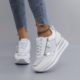 Women'S Breathable Mesh Running Shoes - All-Season Lightweight Sneakers with Thick Cushioned Sole, Synthetic Synthetic Faux Leather Upper & PVC Outsole for Outdoor Road Jogging, Casual Wear, Ladies Sneakers, Jogging Footwear, Stylish Sportswear, Cushioned Support