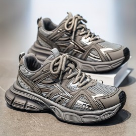 Women'S Lightweight Breathable Mesh Sneakers - All-Season Comfort with EVA Cushioned Sole, Black & White Design, Lace-Up Low Tops for Casual & Light Sports, Ladies Sneakers, Comfortable Footwear, Modern Sneakers, Durable Footwear