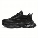 Men's Sneakers - White/Green Accents, Breathable Running Shoes with Thick Cushioned Sole, PU/Rubber Outsole for Gym, Jogging, Everyday - Low-Top Design for Secure fit & All-Day Comfort, Gym Footwear, Geometric Pattern, Supportive Insole, Lightweight Sneakers, Fitness Enthusiasts