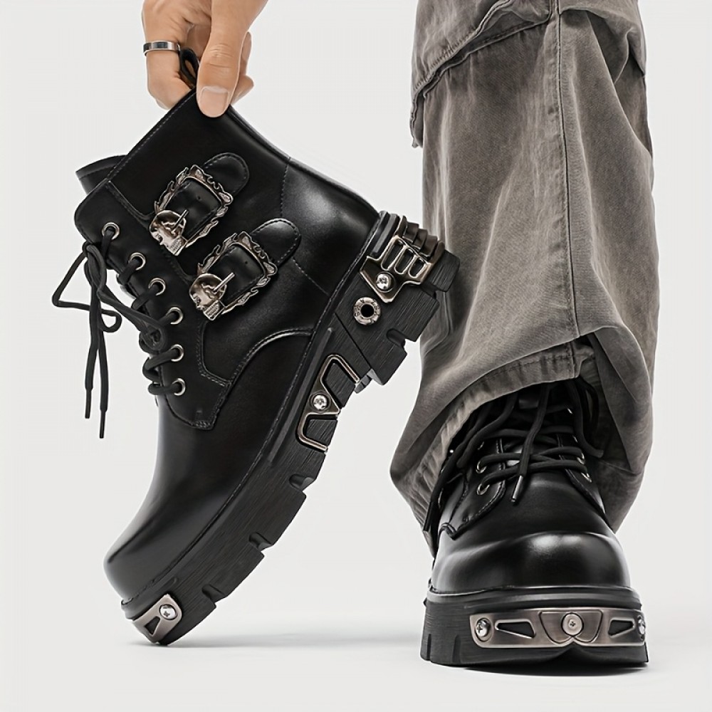 Men'S Vintage Outdoor Boots - Adjustable Lace-Up Ankle Support, Durable Synthetic Upper & Rubber Sole, All-Season Comfort for Hiking, Streetwear & Casual Outfits, Hiking Boots, Hiking Streetwear, Trendy Midboot, Secure Zipper Closure