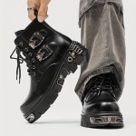 Men'S Vintage Outdoor Boots - Adjustable Lace-Up Ankle Support, Durable Synthetic Upper & Rubber Sole, All-Season Comfort for Hiking, Streetwear & Casual Outfits, Hiking Boots, Hiking Streetwear, Trendy Midboot, Secure Zipper Closure