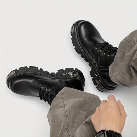 Men'S Vintage Outdoor Boots - Adjustable Lace-Up Ankle Support, Durable Synthetic Upper & Rubber Sole, All-Season Comfort for Hiking, Streetwear & Casual Outfits, Hiking Boots, Hiking Streetwear, Trendy Midboot, Secure Zipper Closure