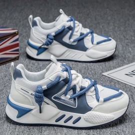 Men'S Summer Casual Sports Shoes Daddy Sneakers with Soft Bottom Lace-Up Closure Breathable Mesh Low Style Chunky Shoes