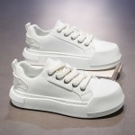 Men'S Summer Casual Low-Top Sneakers - Black & White with Green Accents, Breathable Fabric Lining, Durable Faux Sole, Lace-Up Round Toe Design for Casual Attire, Streetwear Shoes | Trendy Casual Shoes | Comfortable Footwear